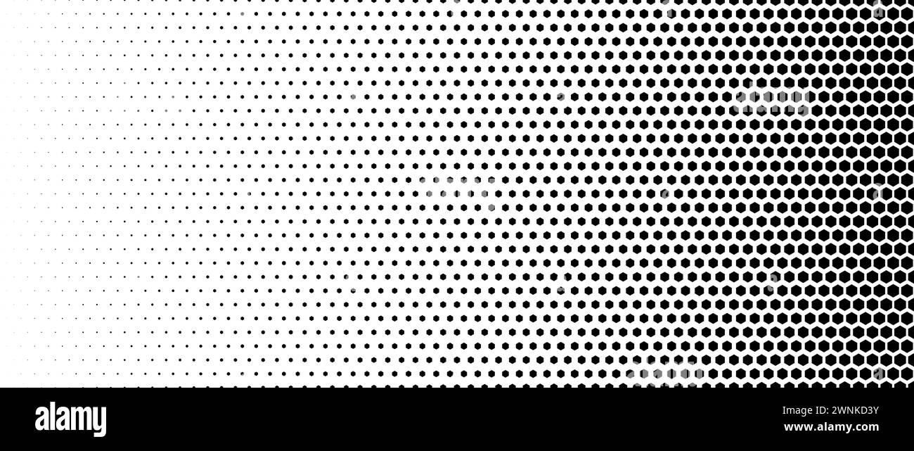 Hexagon halftone gradient texture. Abstract black and white hex ...