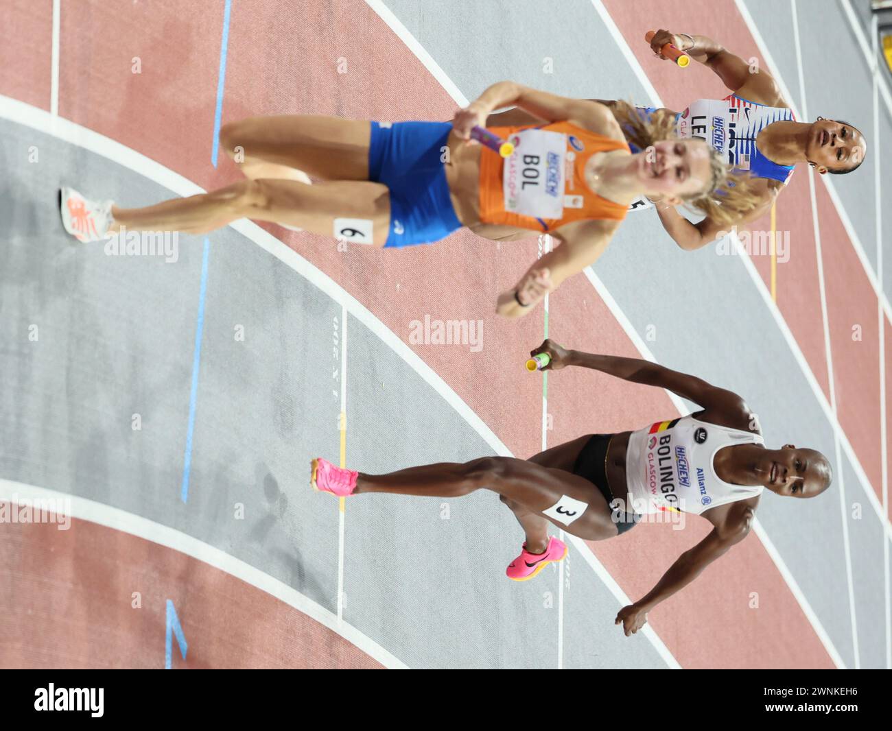 Glasgow, UK. 03rd Mar, 2025. Dutch Femke Bol and Belgian Cynthia
