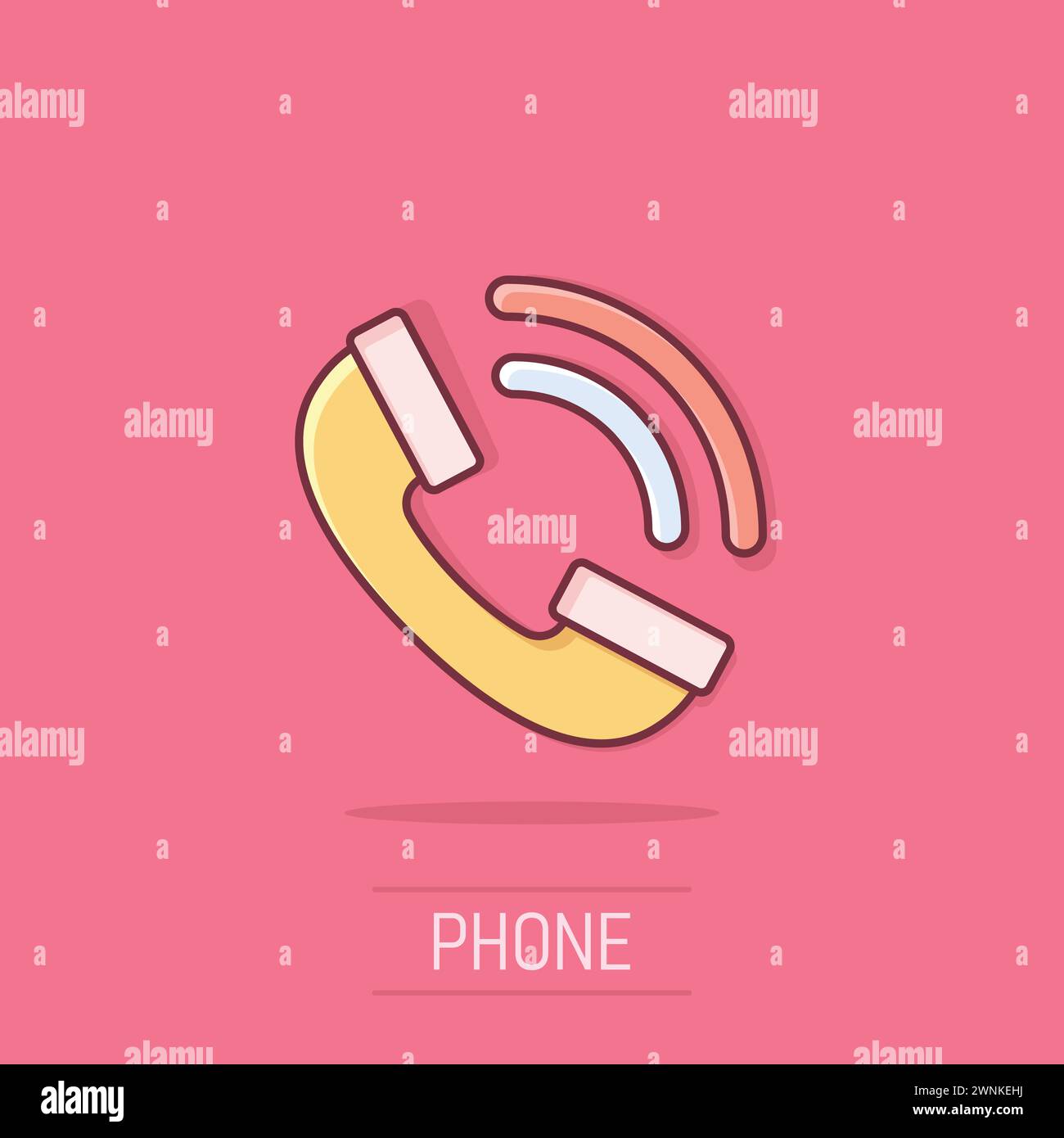 Mobile phone icon in comic style. Telephone talk cartoon vector ...