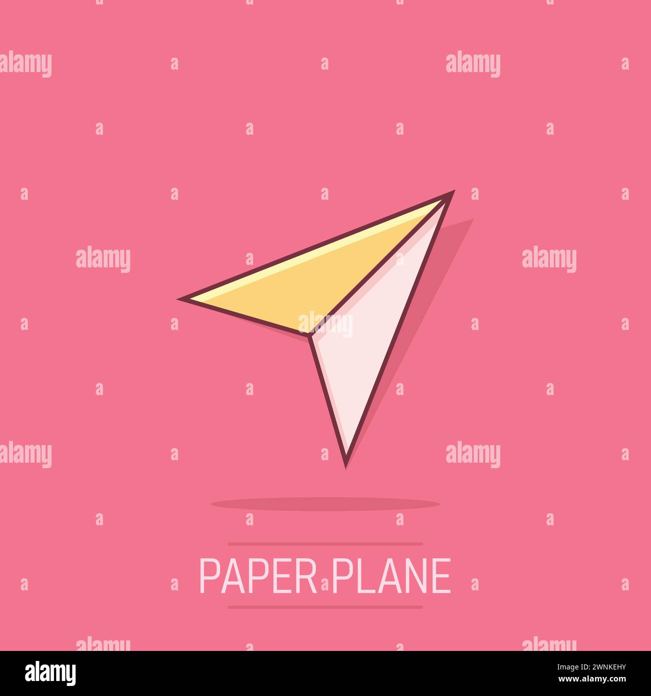 Paper plane icon in comic style. Sent message cartoon vector ...