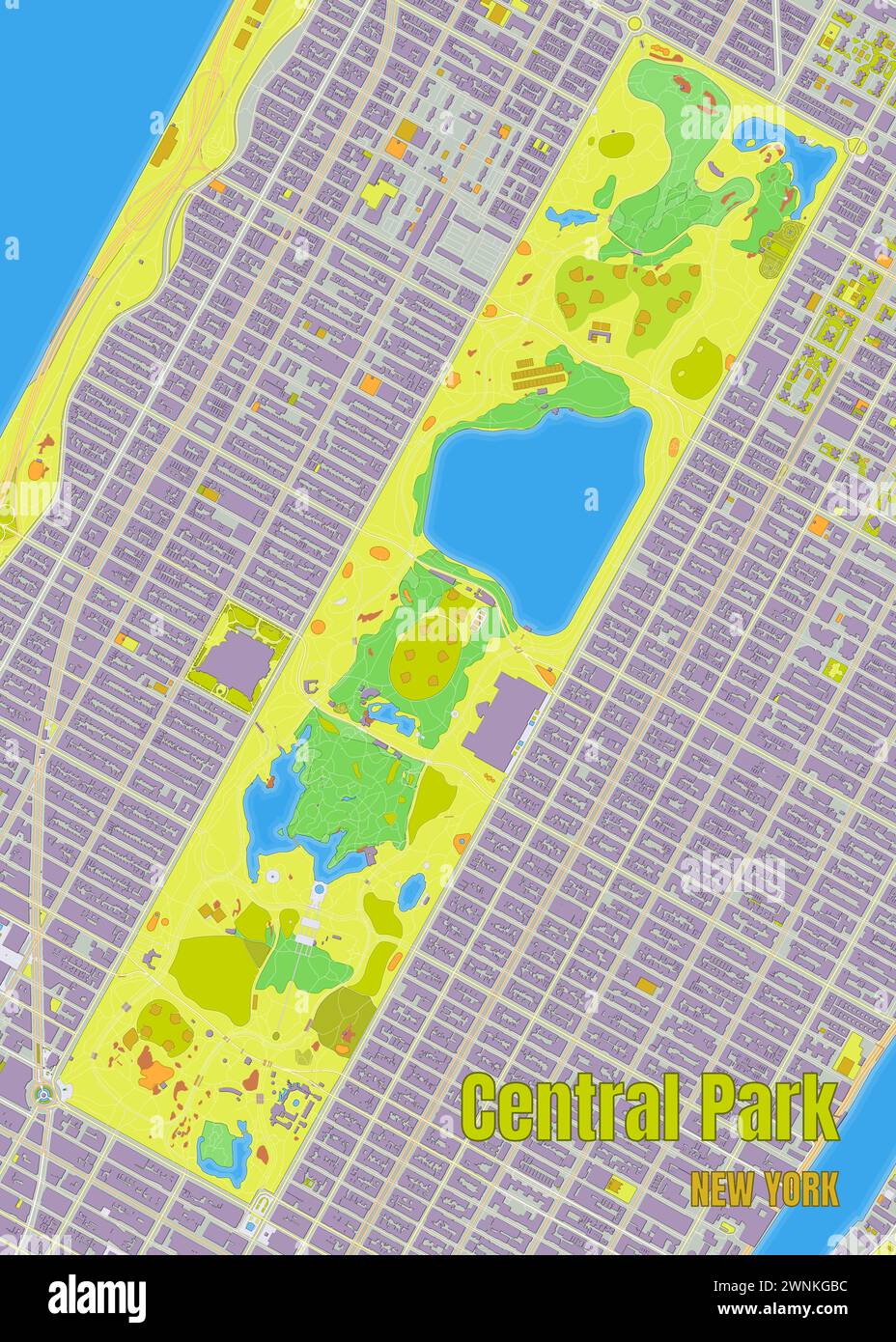 New York Central Park map poster art Stock Vector