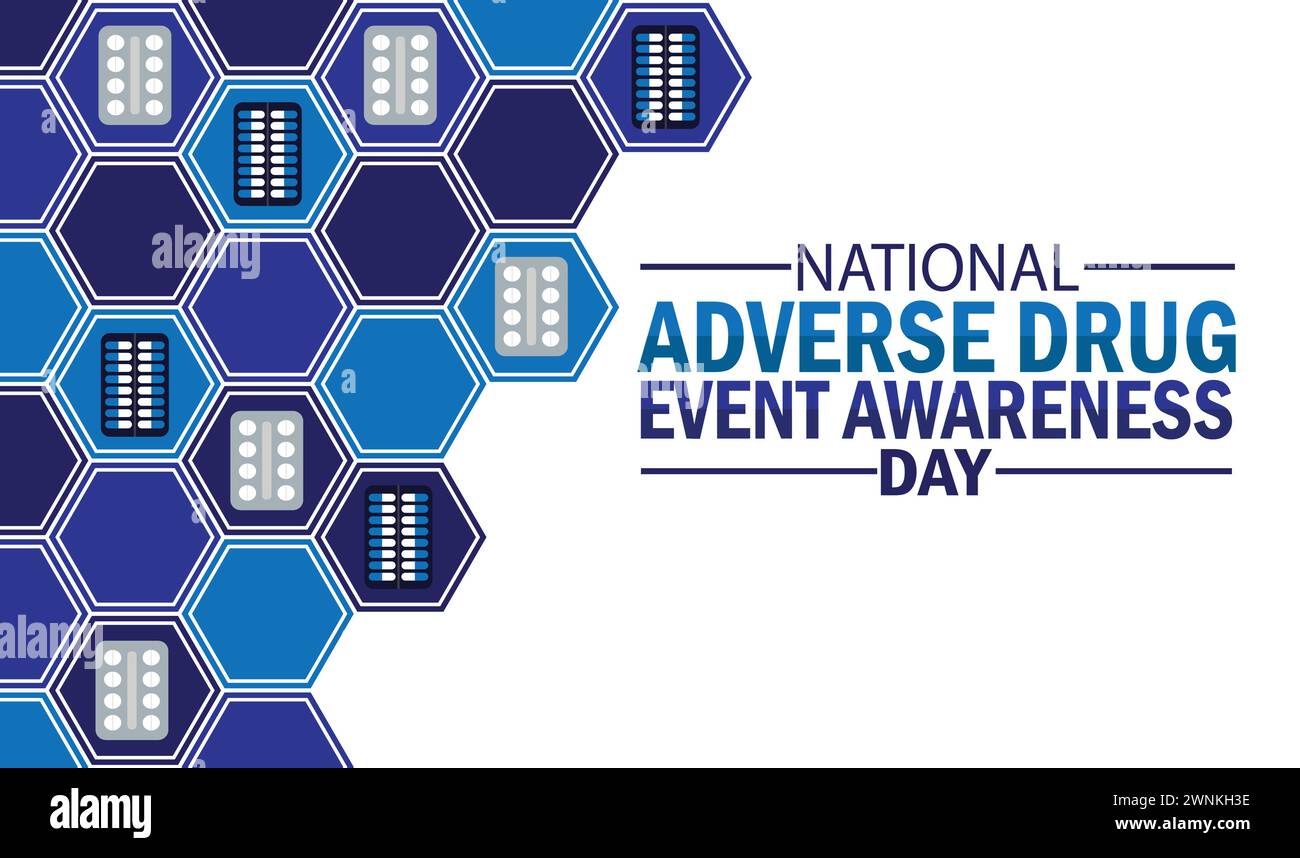 National Adverse Drug Event Awareness Day wallpaper with shapes and typography. National Adverse Drug Event Awareness Day, background Stock Vector
