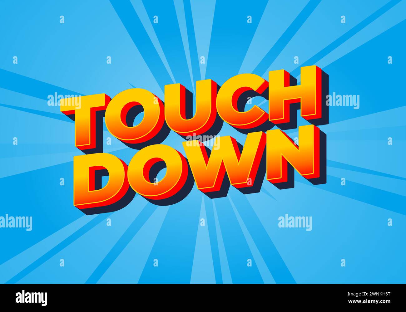 Touch down. Text effect design in eye catching color with 3d look