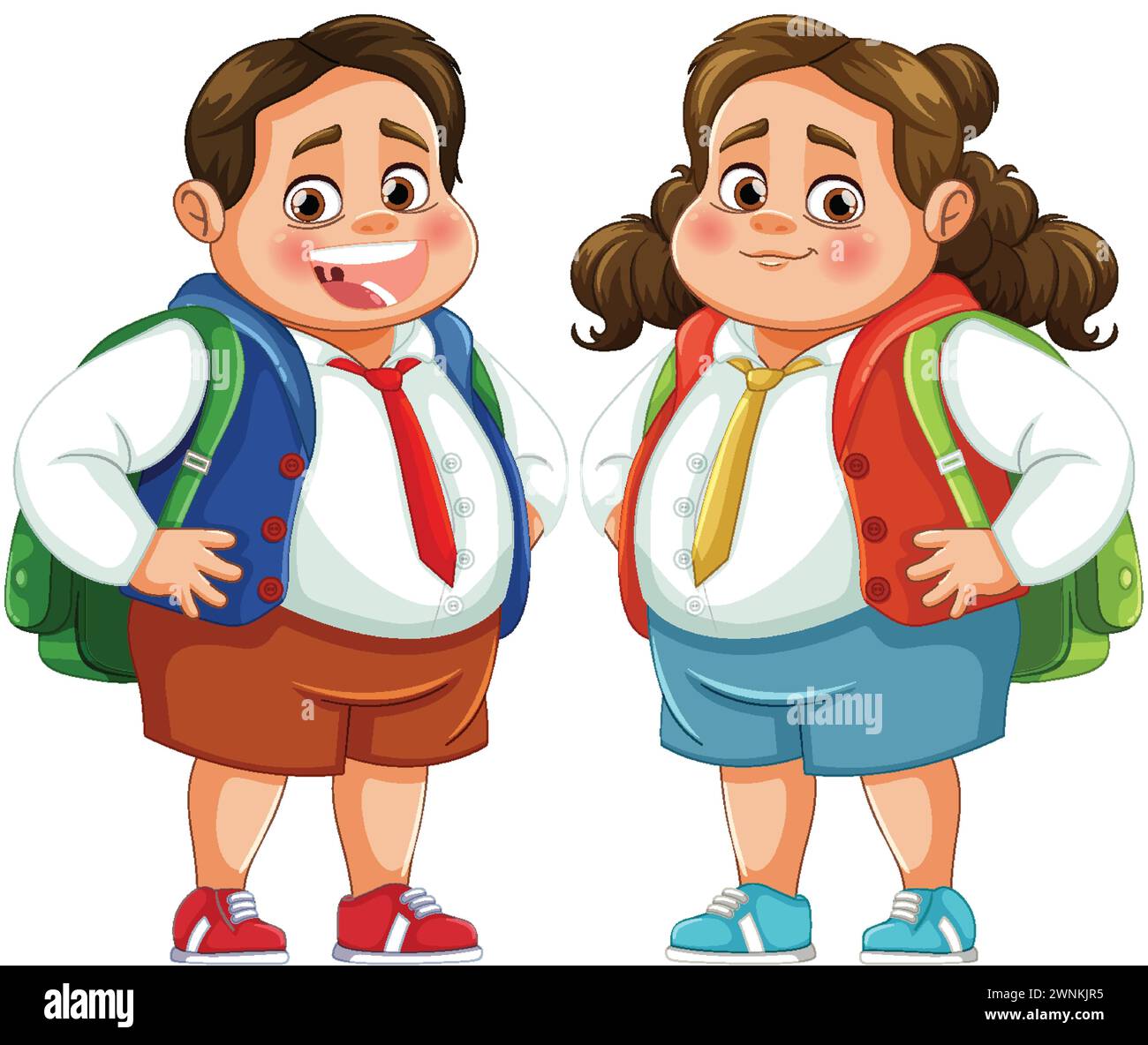 Two cheerful children with backpacks smiling Stock Vector Image & Art ...