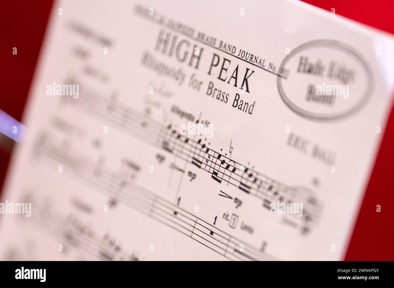 Sheet music during the 2024 Yorkshire Brass Band Championships at