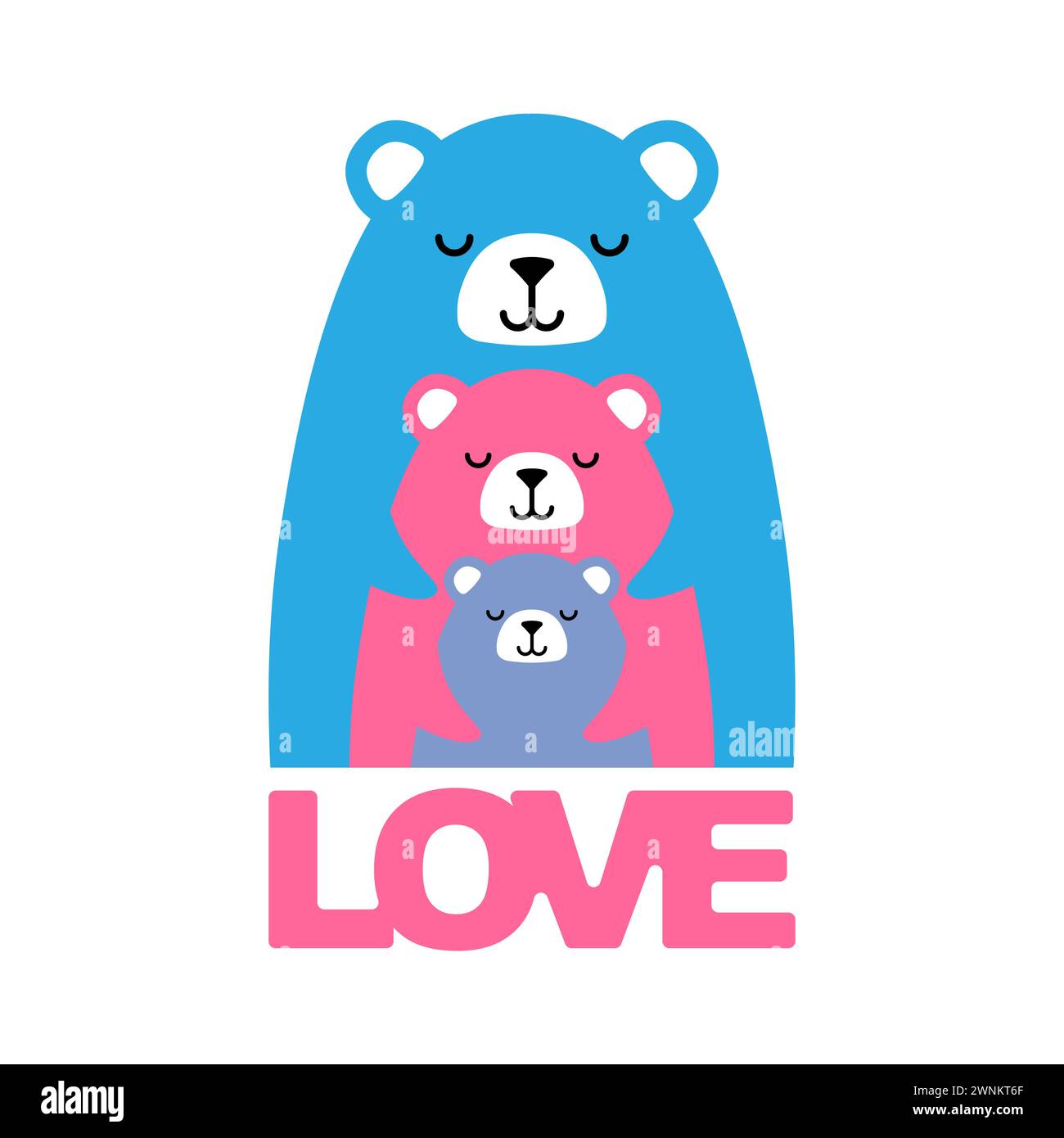 Bear Family symbol. Sign of love and family. Bears hug each other Stock Vector