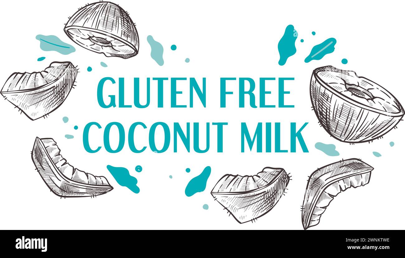 Gluten free coconut milk, product label emblem Stock Vector Image & Art ...