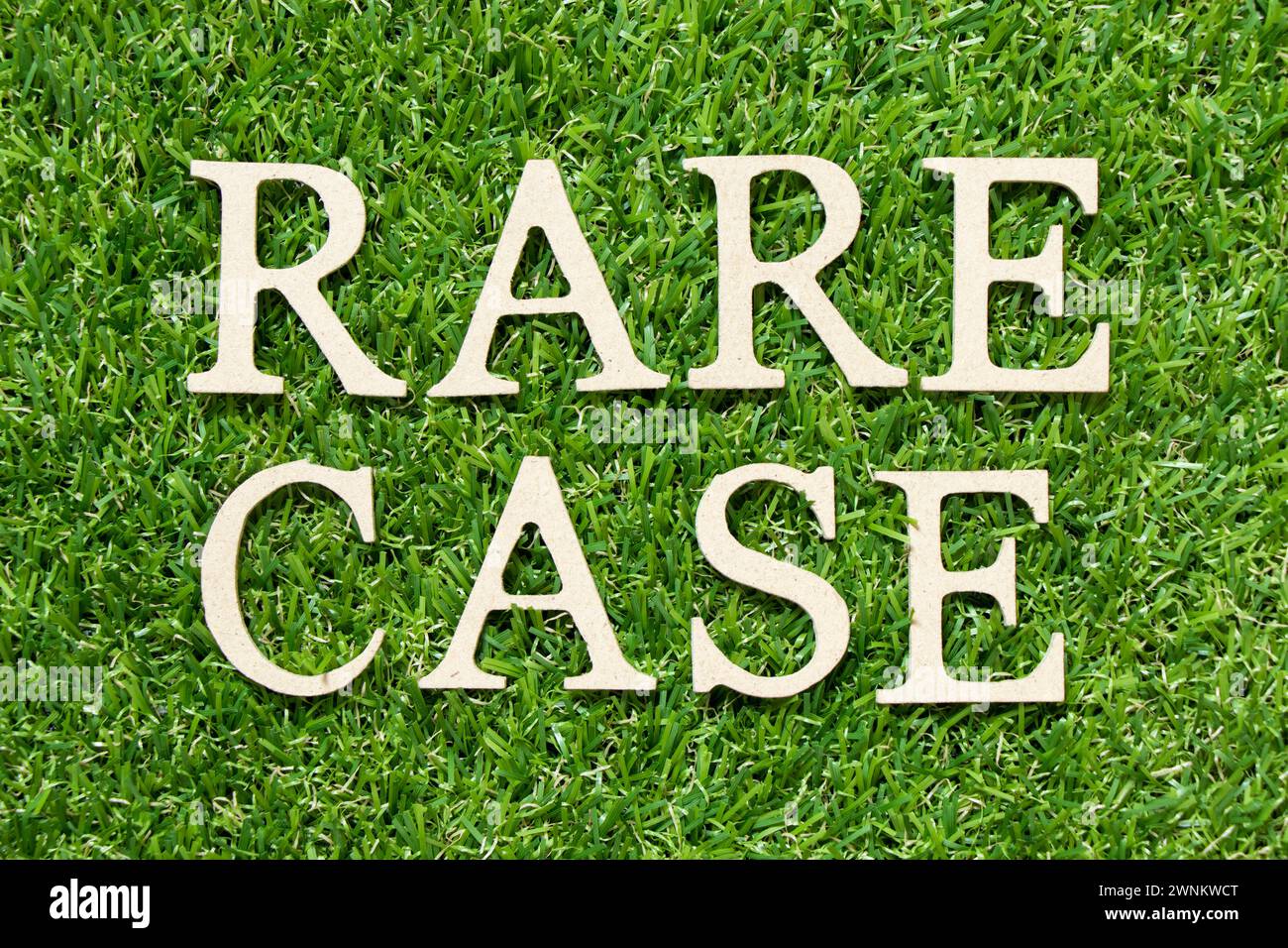 Wood letter in word rare case on green grass background Stock Photo Alamy