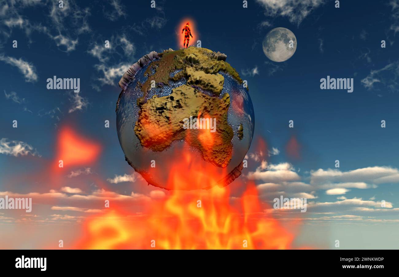 The Earth On Fire Stock Photo - Alamy