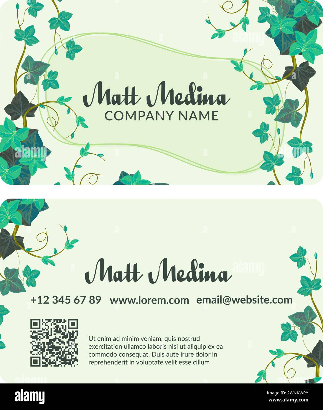 Business card with company name information vector Stock Vector