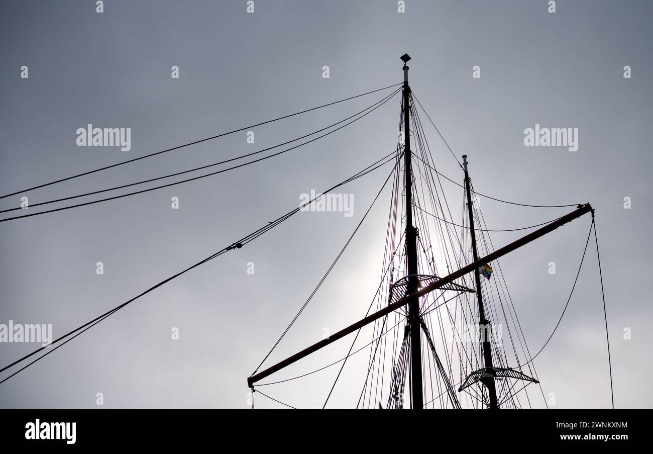 03 March 2024, SchleswigHolstein, Kiel The masts of a sailing ship