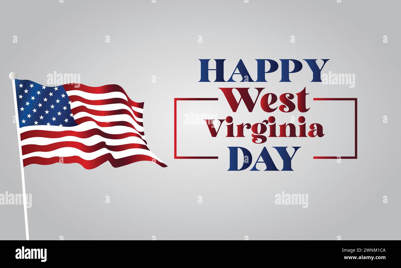 Happy West Virginia Day Text With Usa flag illustration design Stock