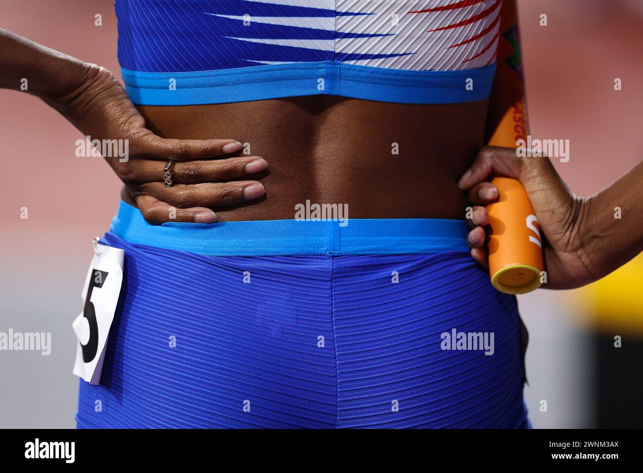 Glasgow on Sunday 3rd March 2024. Quanera Hayes (USA, 4x400 Metres