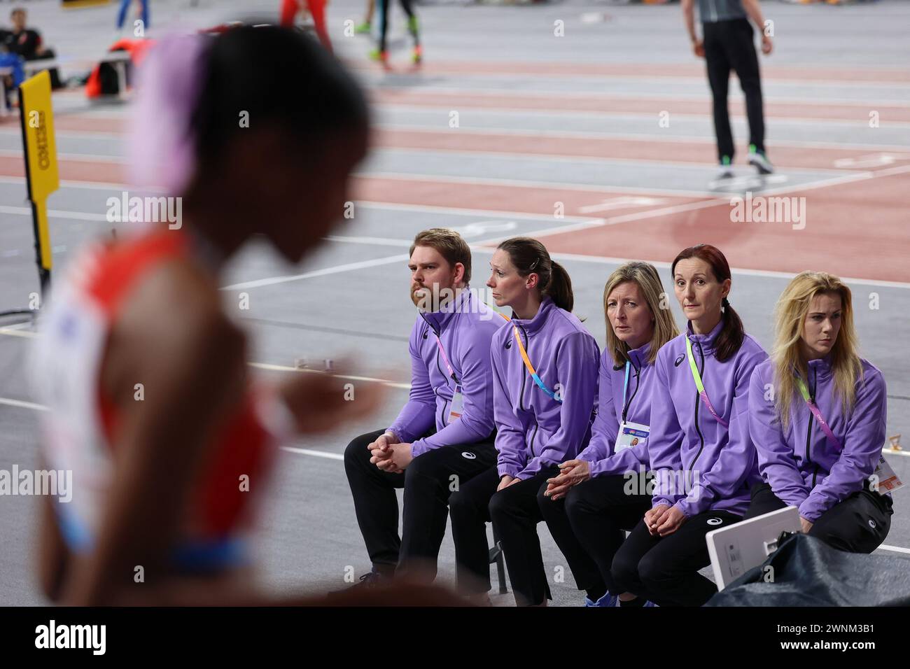 Glasgow on Sunday 3rd March 2024. Quanera Hayes (USA, 4x400 Metres
