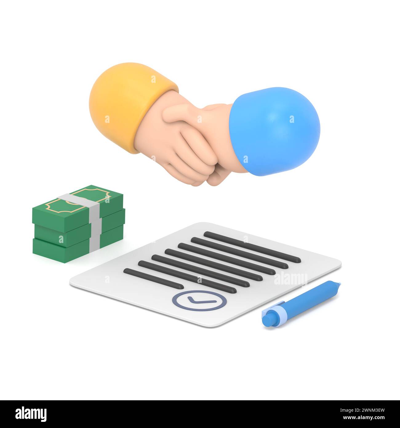 Cartoon Gesture Icon Mockup.isometric 3D illustration, handshake over ...