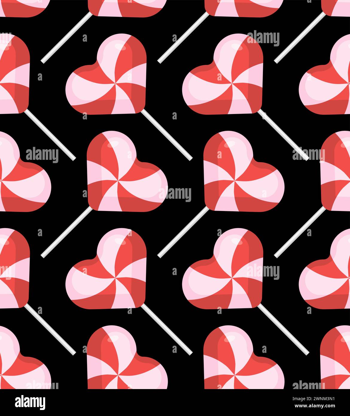 Candy love Pattern seamless. Lollipop heart Background. romantic texture Stock Vector