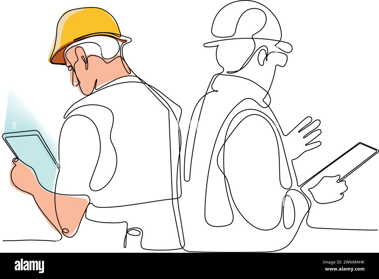 construction manager and engineer working on building site. Vector illustration Stock Vector