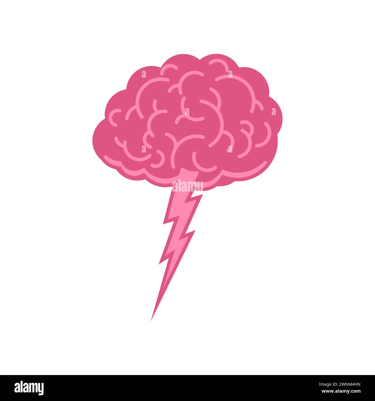 Brainstorm symbol. Brains and lightning icon. Stock Vector