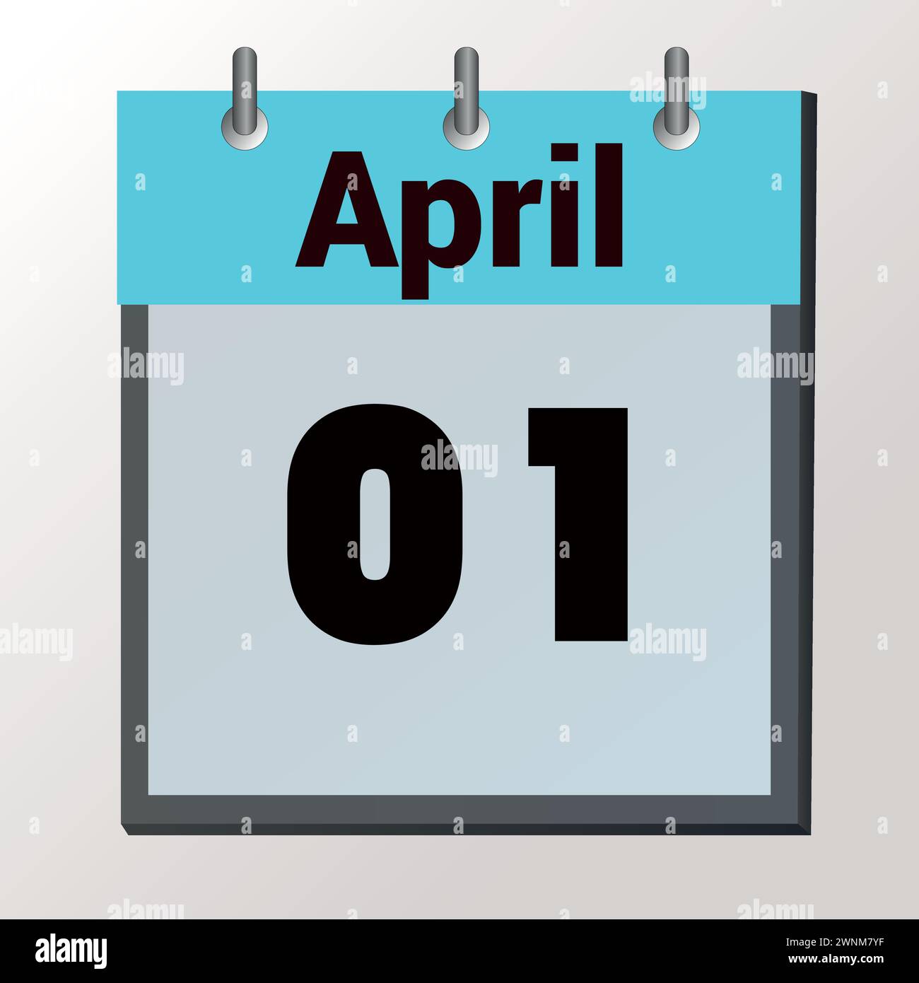April 1st. Image of april 1 wooden color calendar on white background. Spring day, empty space for text. Stock Vector