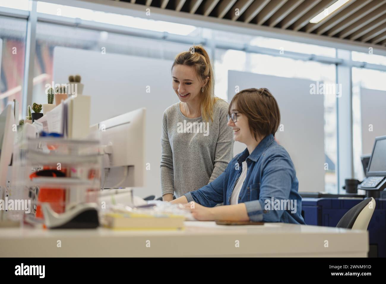 Professional female employees working in a printing house Stock Photo