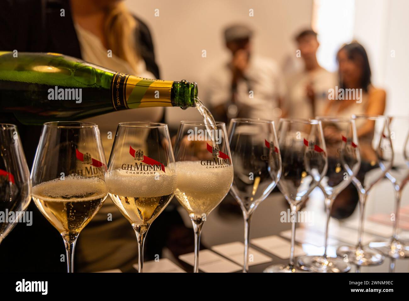 Bottles of Cordon Rouge champagne,Mumm cellars in Reims, France, Europe ...