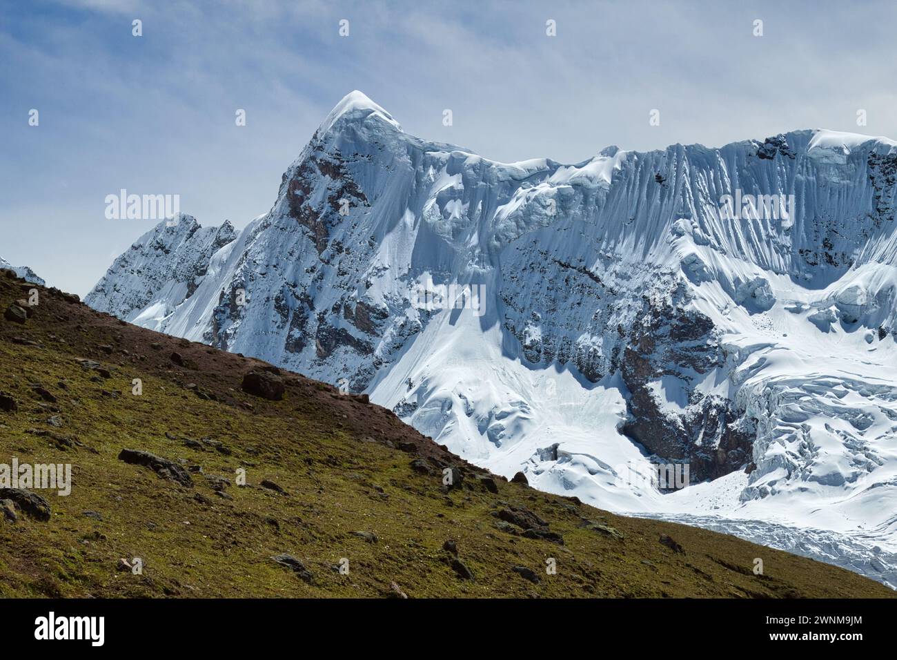 The Ausangate trek is a stunning hike through Peru's wildest and rarely visited areas. Stock Photo