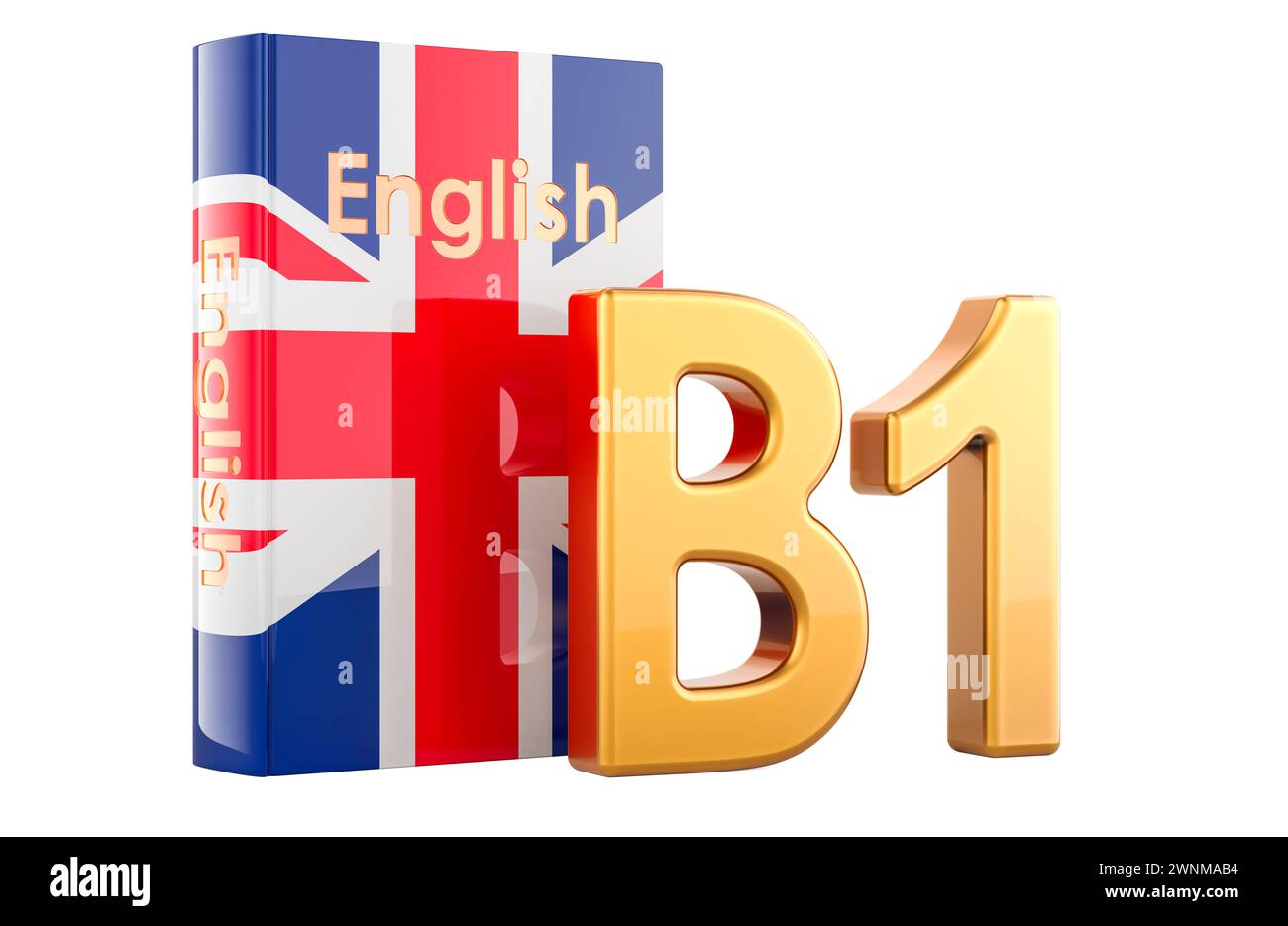 B1 English level, concept. B1 Intermediate, 3D rendering isolated on ...