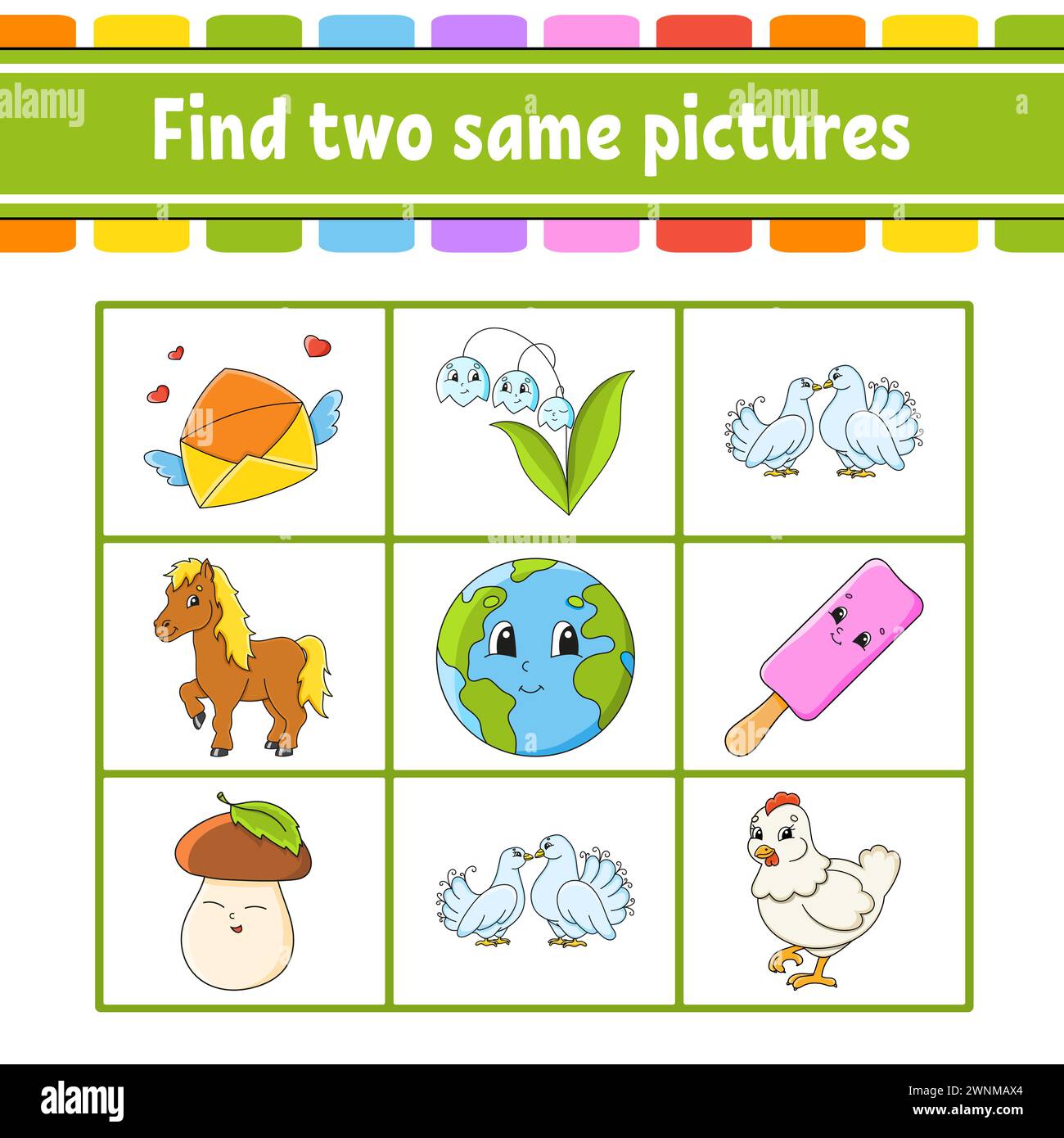 Two Same Image Find two same pictures. Task for kids. Education developing worksheet ...