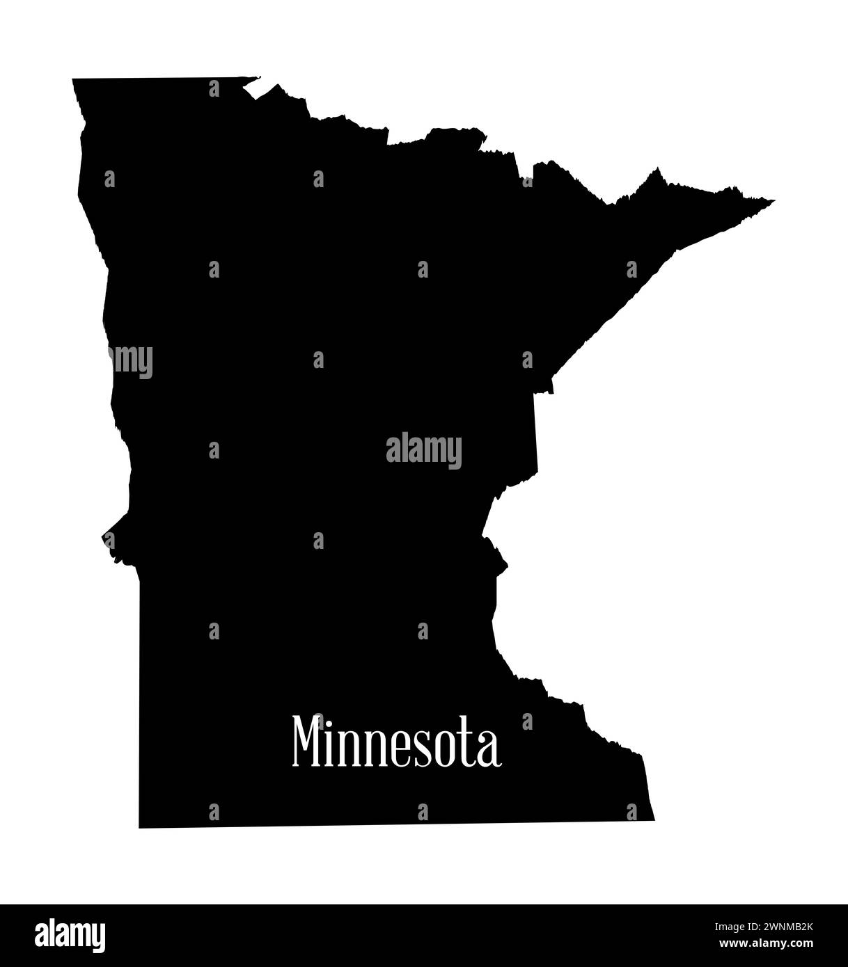 An outline silhouette map of Minnesota state isolated on a white background Stock Photo