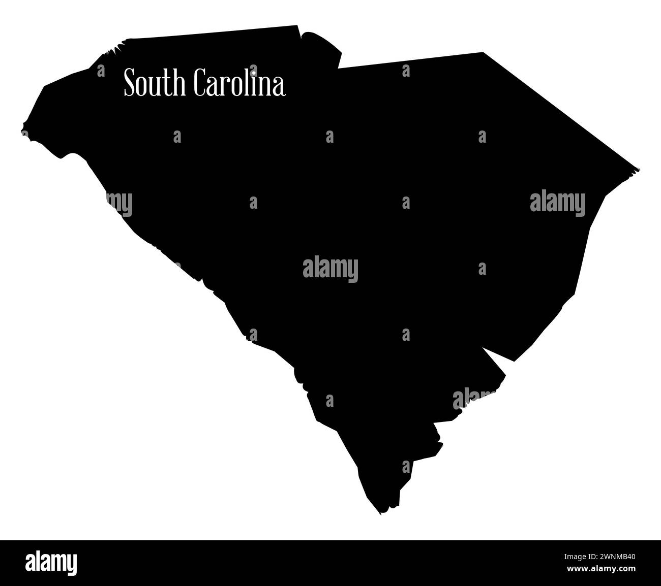 Outline silhouette map of the state of South Carolina Stock Photo