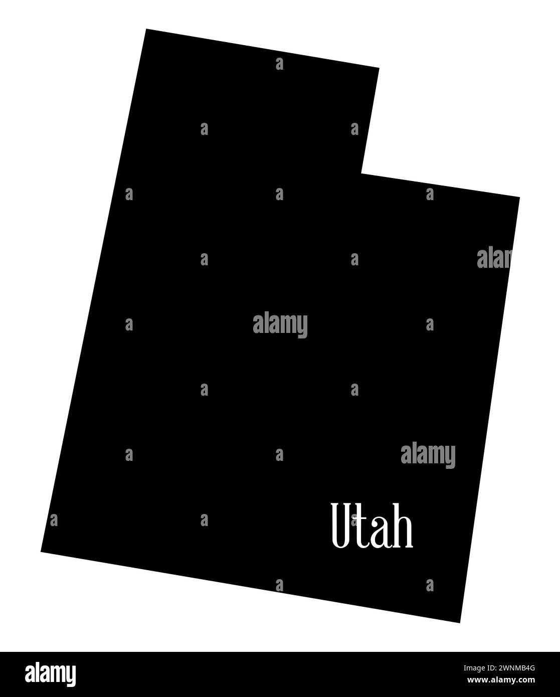 Outline silhouette map of the state of Utah on a white background Stock Photo