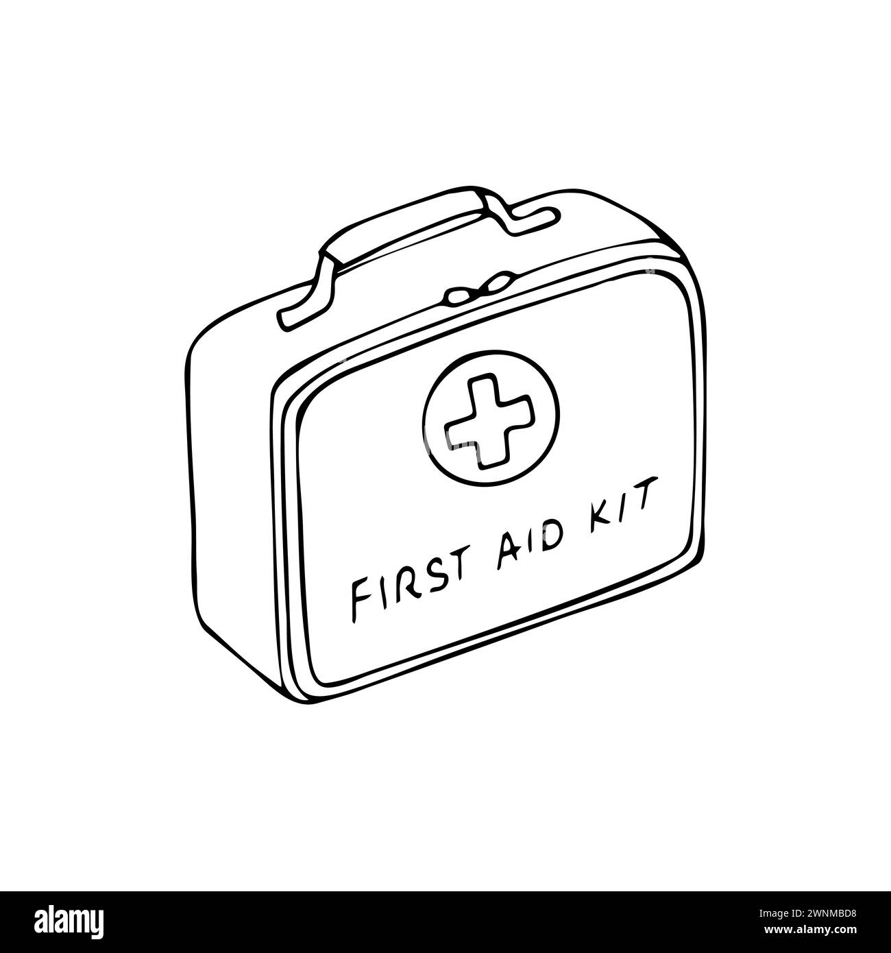 Handdrawn first aid kit vector sketch illustration isolated on white