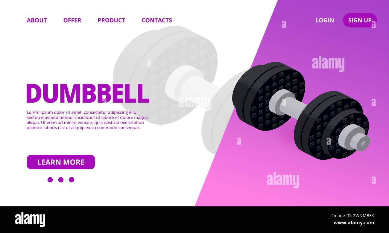 Web template with a dambbell. Vector Stock Vector