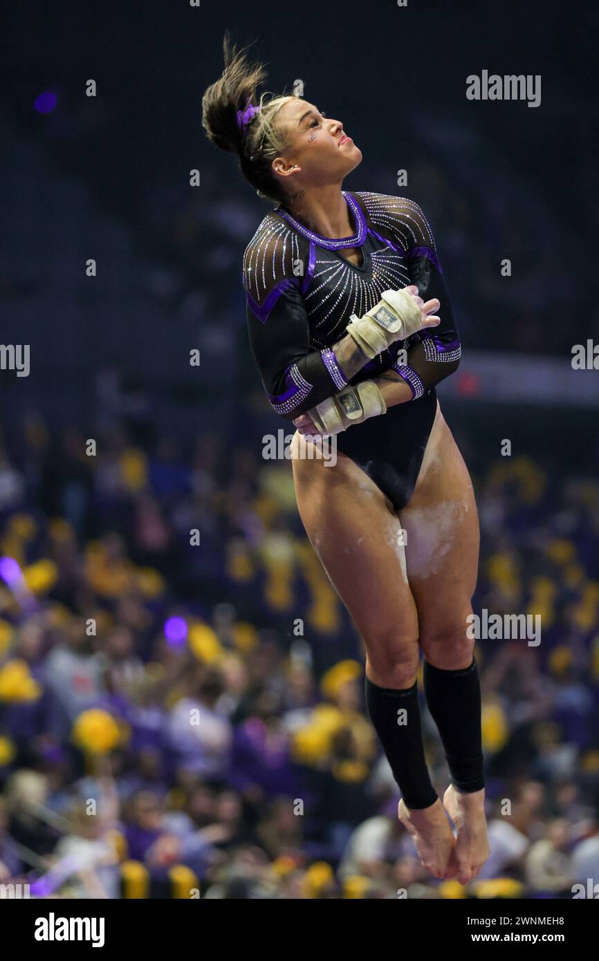 Baton Rouge, LA, USA. 01st Mar, 2024. LSU's KJ Johnson competes on the
