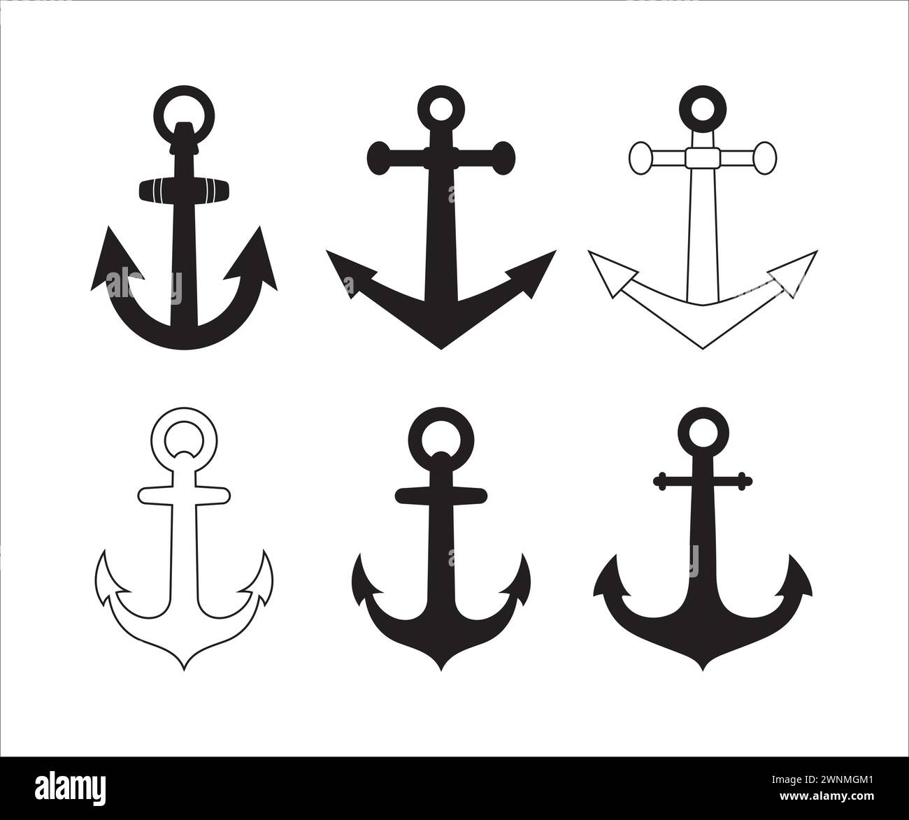 Anchor svg, nautical, ship anchor Vector, boat anchor svg, naval anchor Stock Vector