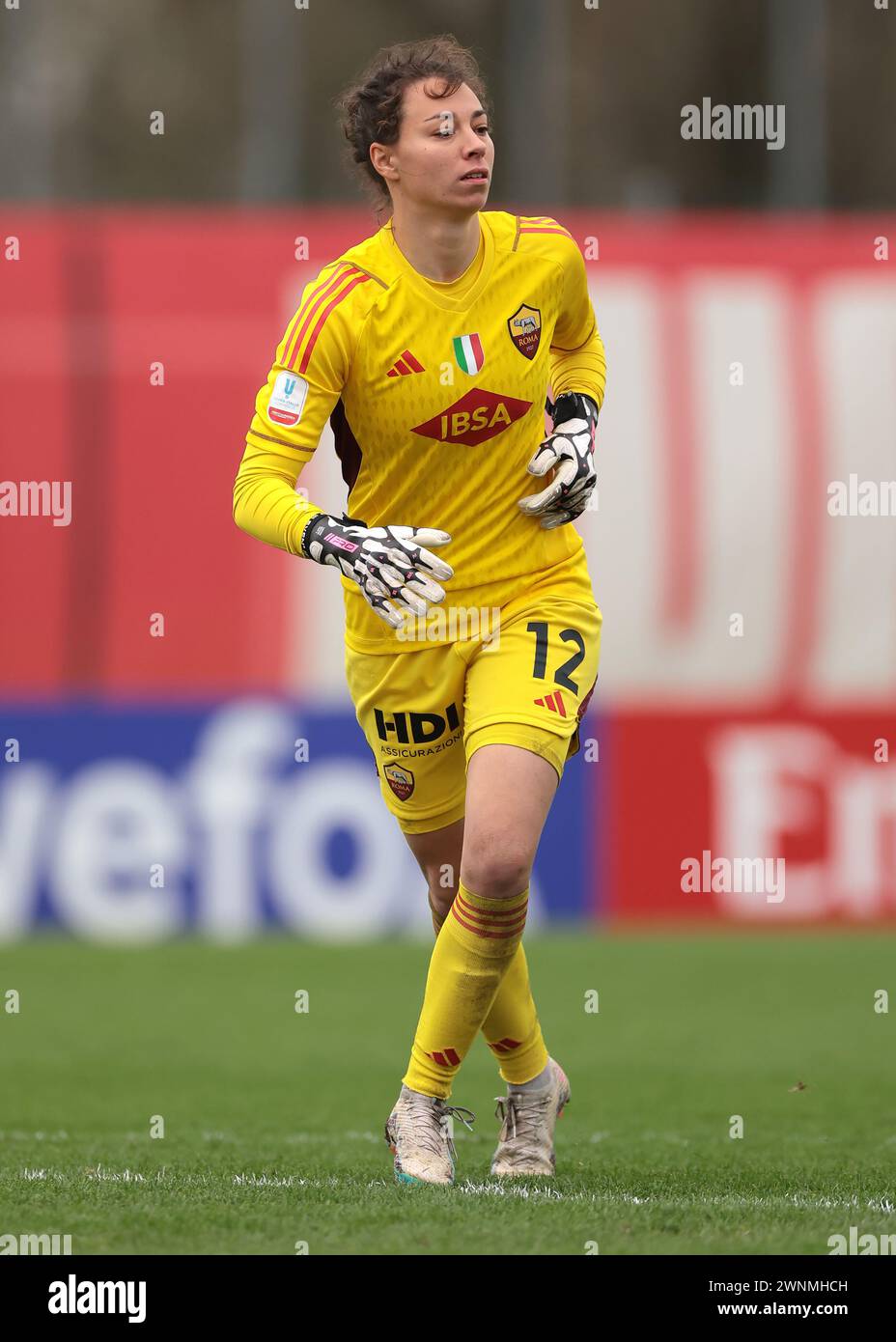 Milan, Italy. 3rd Mar, 2024. Camelia Ceasar of AS Roma during the Coppa Italia Femminile Semi-Final - 1st Leg - match at Vismara PUMA House of Football, Milan. Picture credit should read: Jonathan Moscrop/Sportimage Credit: Sportimage Ltd/Alamy Live News Stock Photo