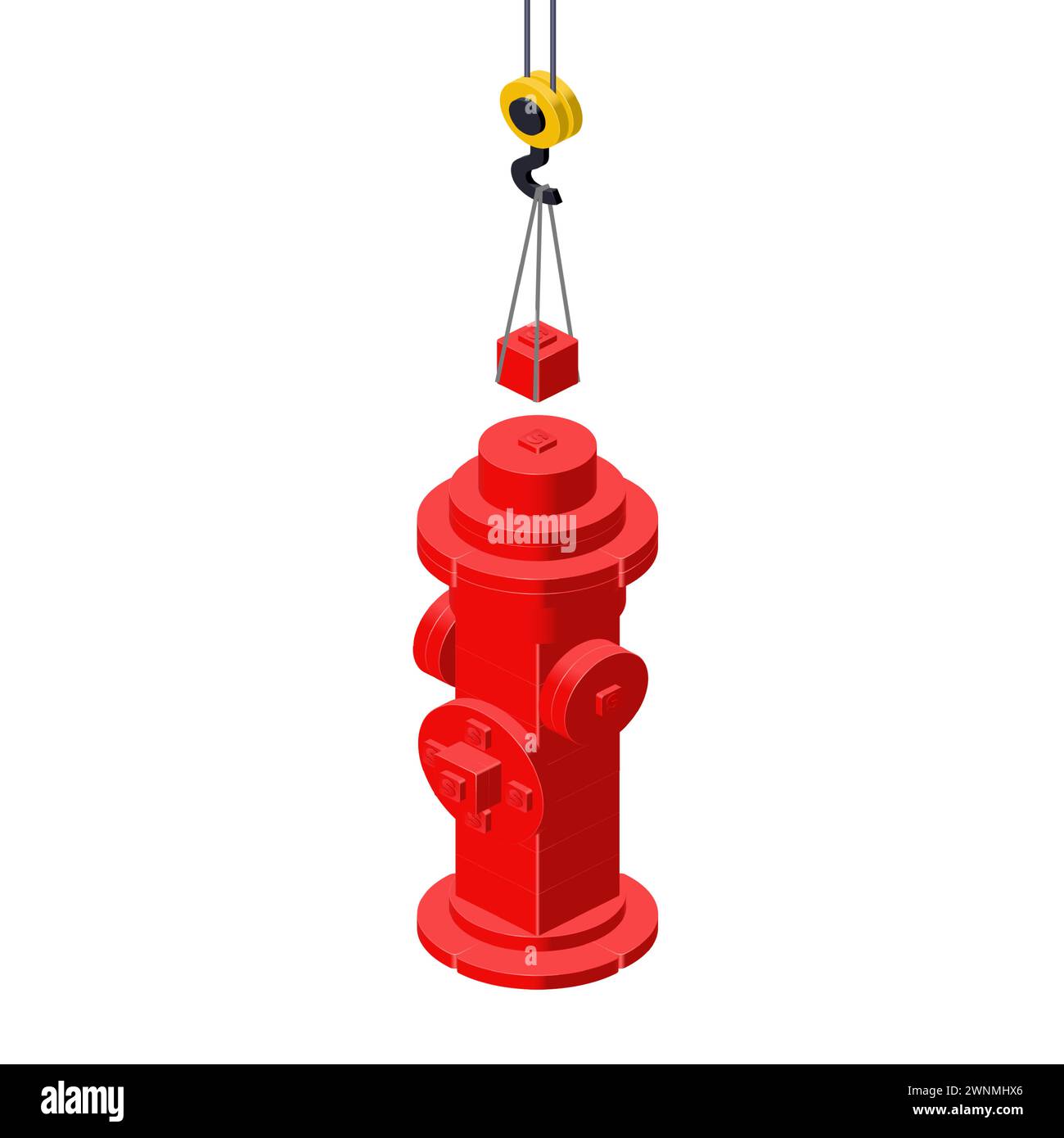 Fire hydrante production concept on white background. Vector Stock Vector