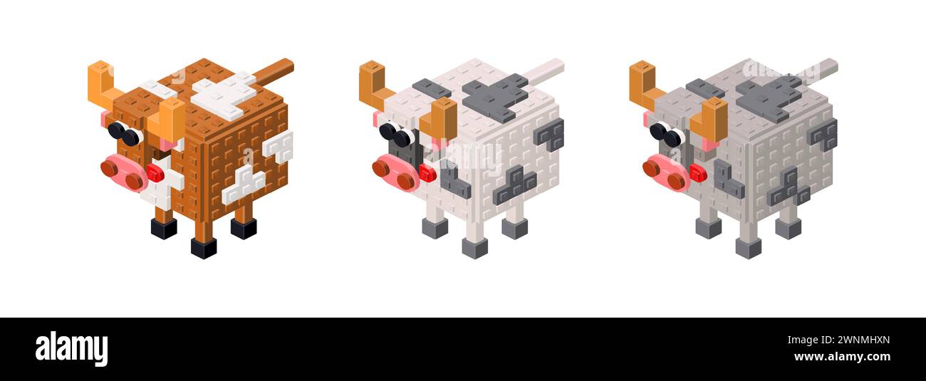 Set of different breeds of cows farm characters vector stock vector