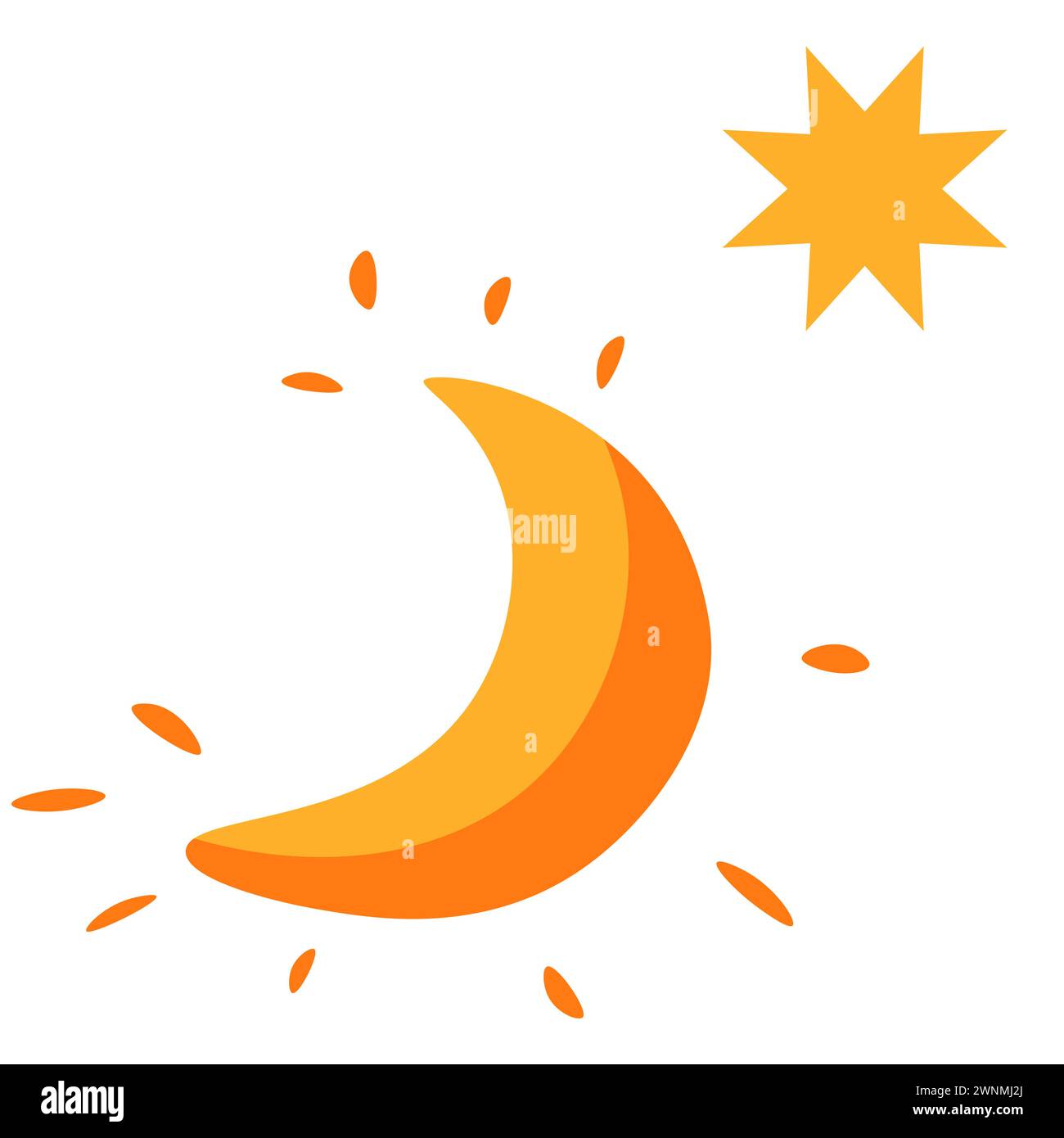 Crescent moon and star shining with gold vector Stock Vector