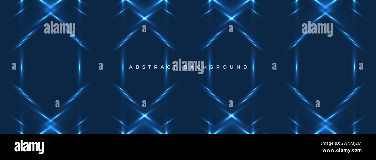 Dark blue wide abstract horizontal technology banner background with ...