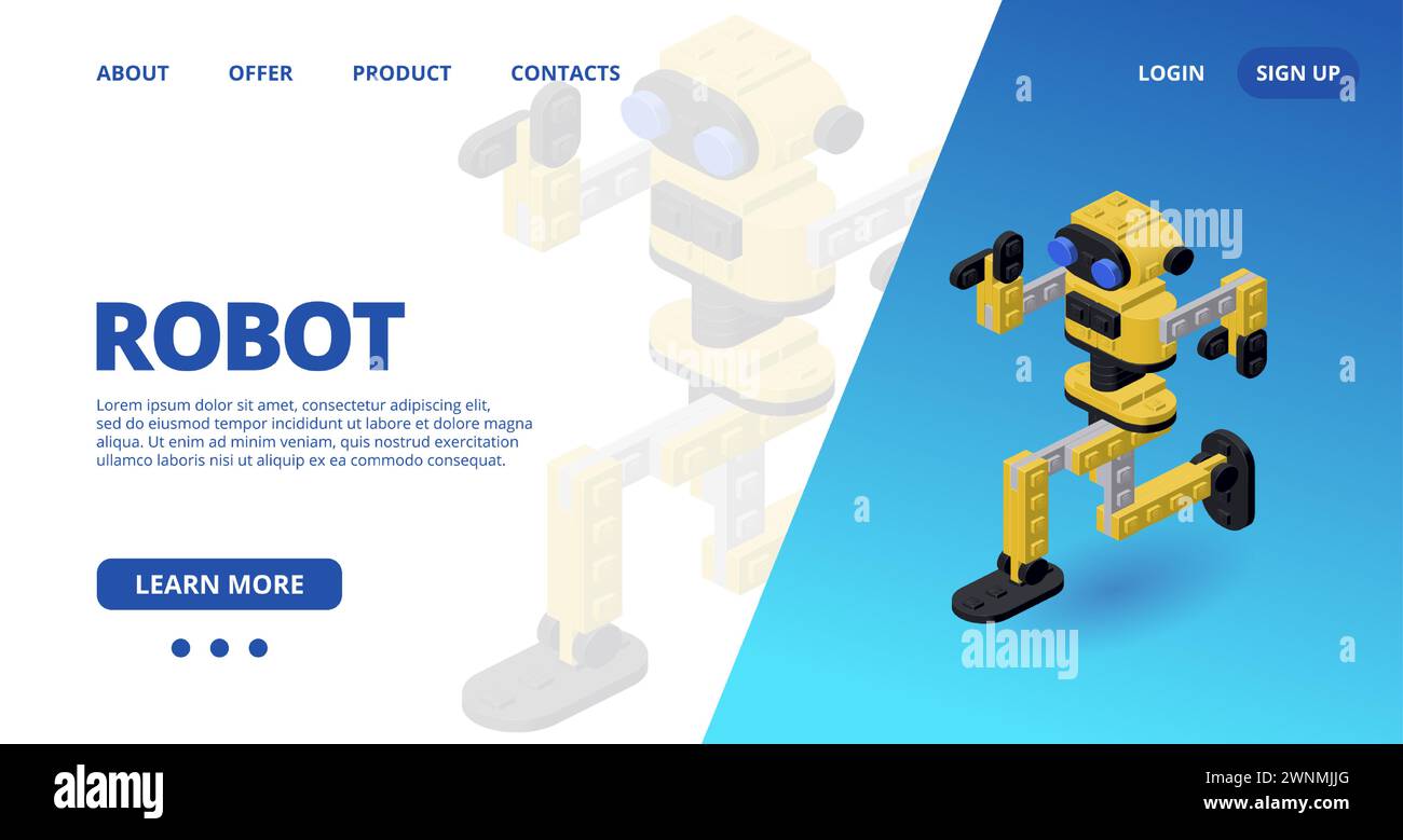Web template with a dancing robot. Vector Stock Vector