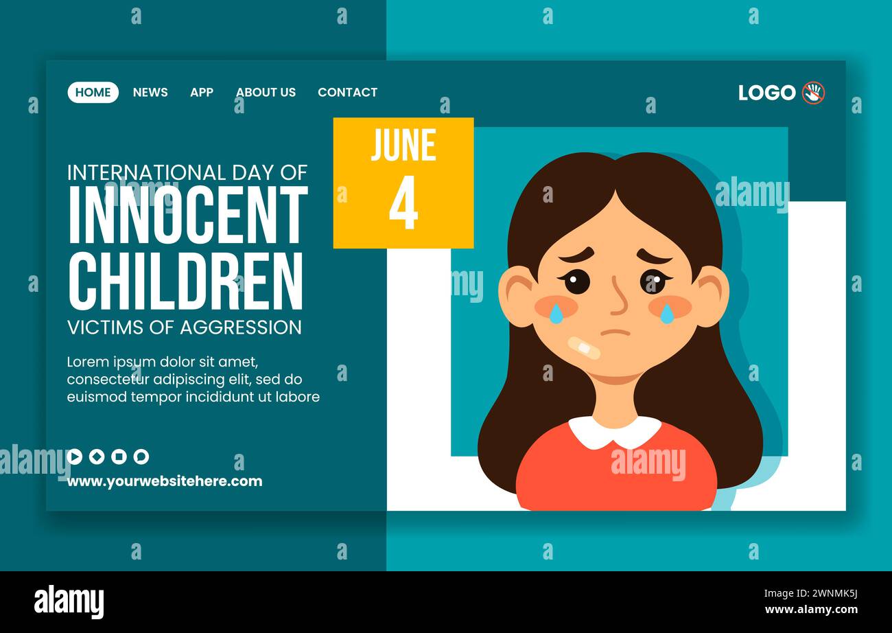 Innocent Children Victims of Aggression Social Media Landing Page Templates Background Illustration Stock Vector