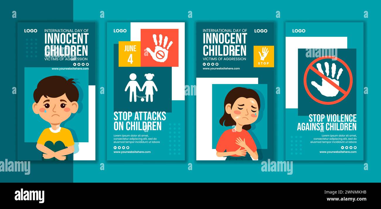 Innocent Children Victims of Aggression Social Media Stories Templates Background Illustration Stock Vector
