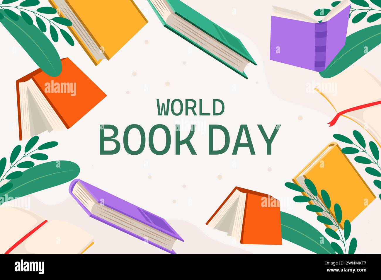 flat design world book day background illustration Stock Vector