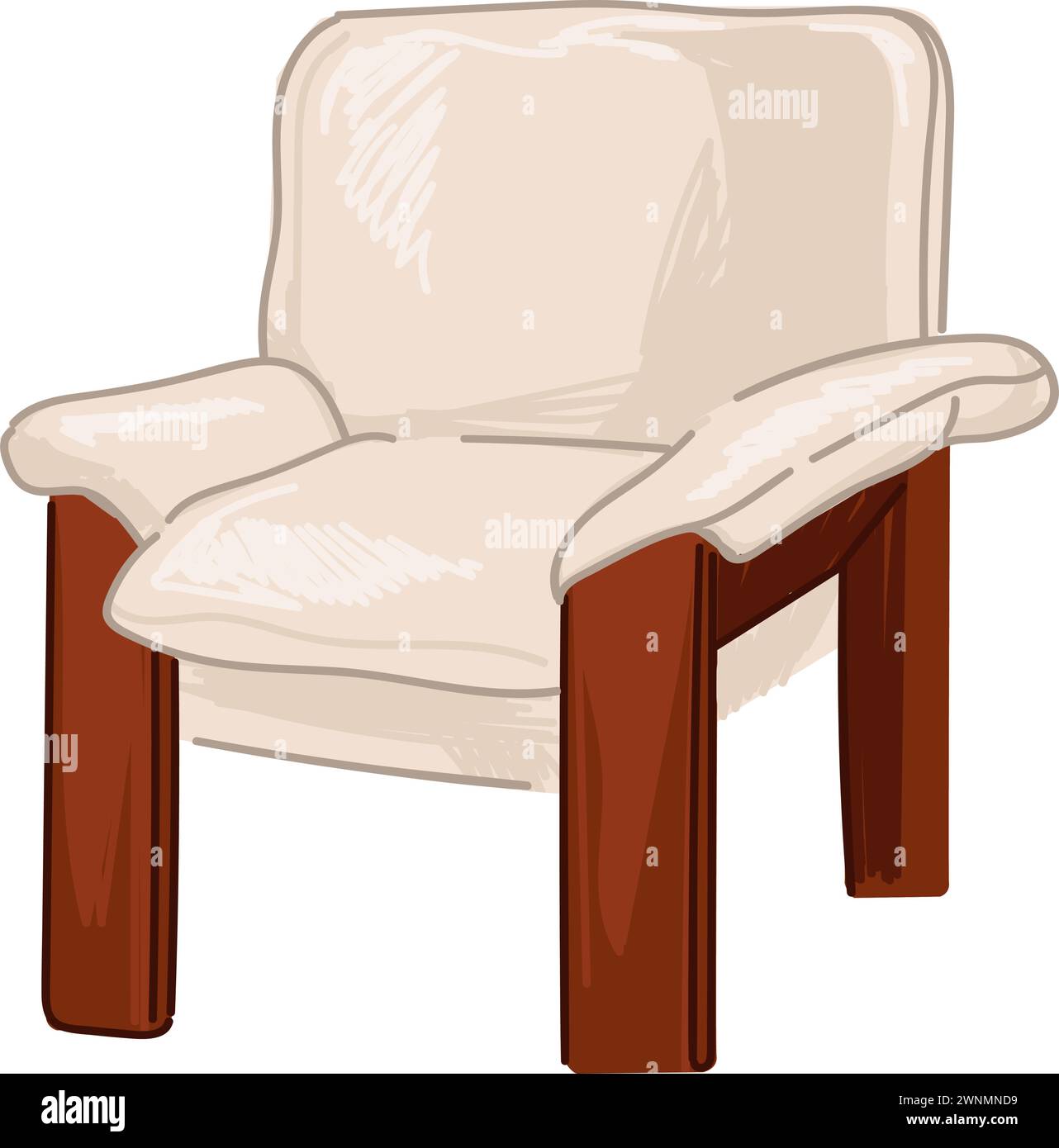 Modern furniture of 80s, soft armchair of wood Stock Vector Image & Art - Alamy
