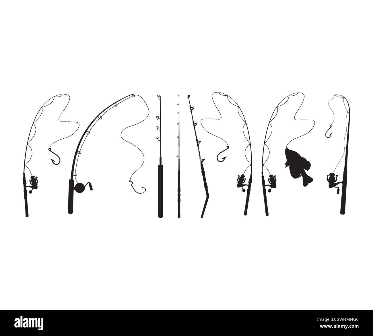 Fishing Pole Silhouette Vector Art, Icons, and Graphics for Free Download