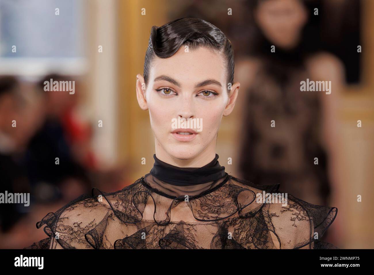 Vittoria Ceretti wears a creation as part of the Valentino Fall/Winter