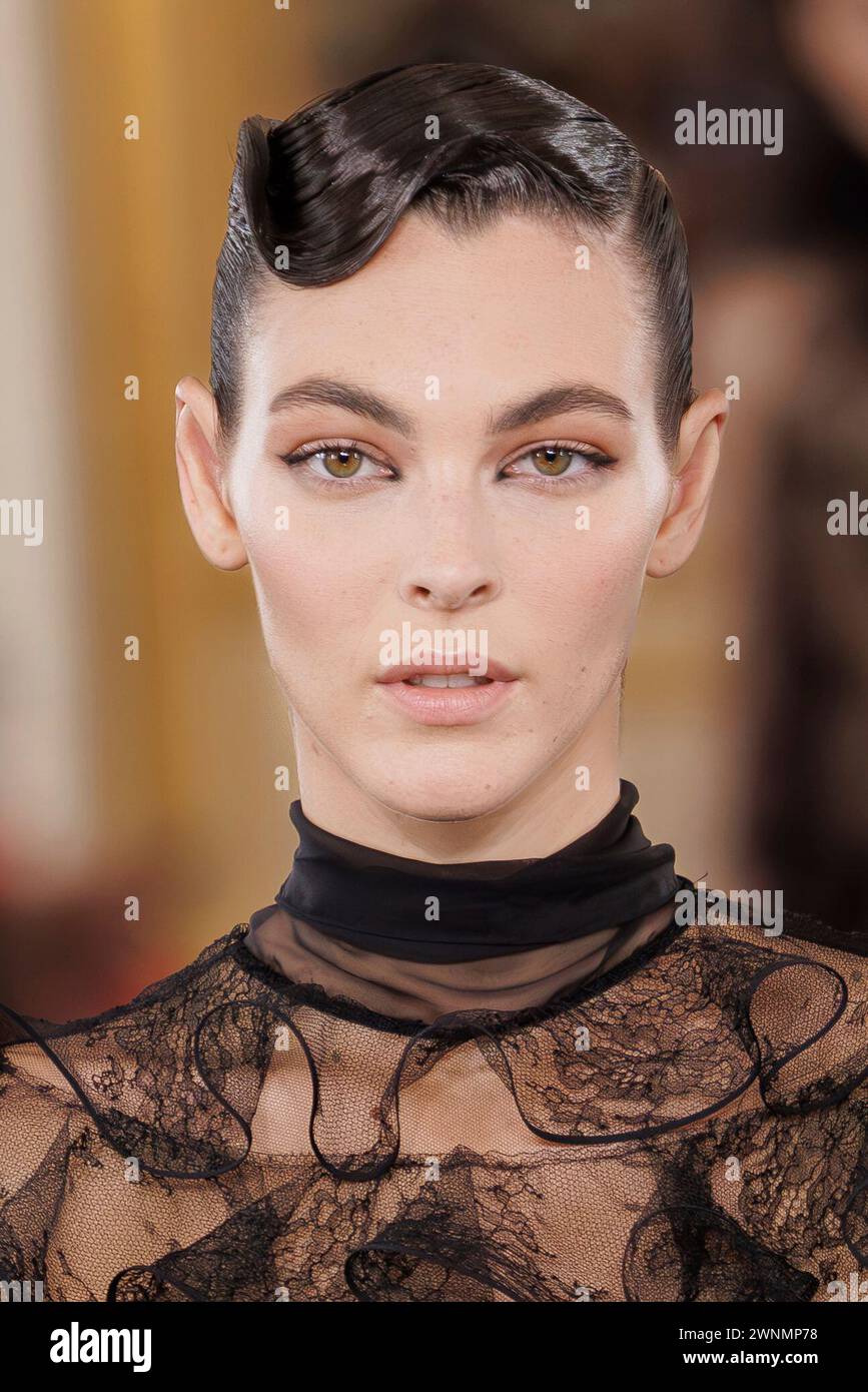 Vittoria Ceretti wears a creation as part of the Valentino Fall/Winter
