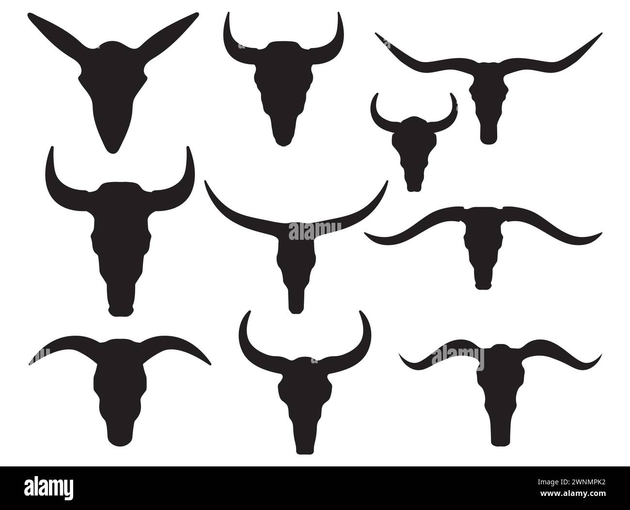 Bull Skull Vector, Bull Skull Bundle, Bull Skull Vector, Bull Skull Split, Bull skull silhouette, Bull Skull Vector, Horns , Horns Vector Stock Vector