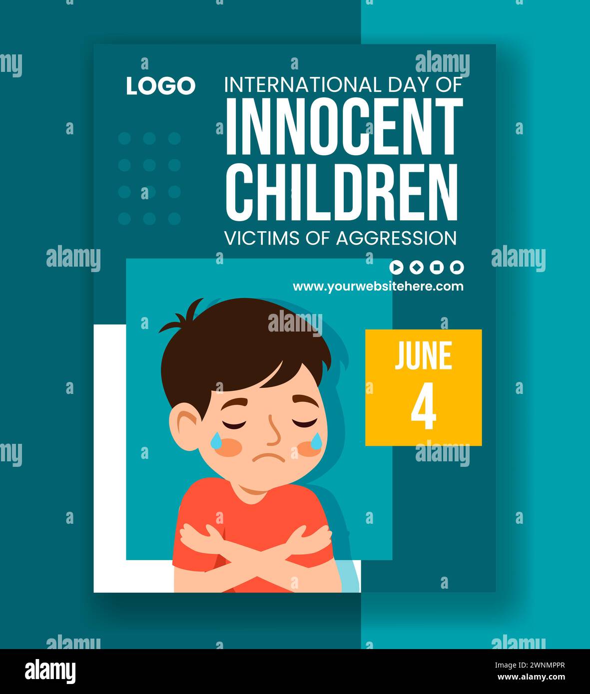 Innocent Children Victims of Aggression Vertical Poster Hand Drawn Templates Background Illustration Stock Vector